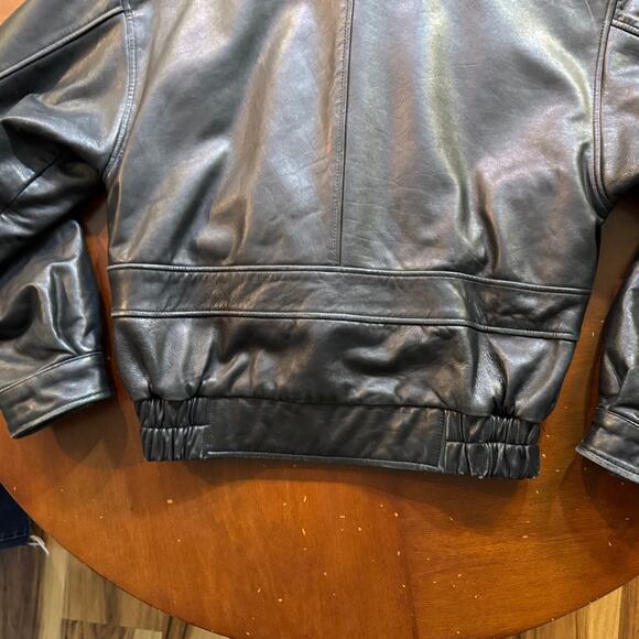 Vintage Mens Lined Wilsons Leather Black Bomber Removable Liner Distressed - Picture 12 of 15